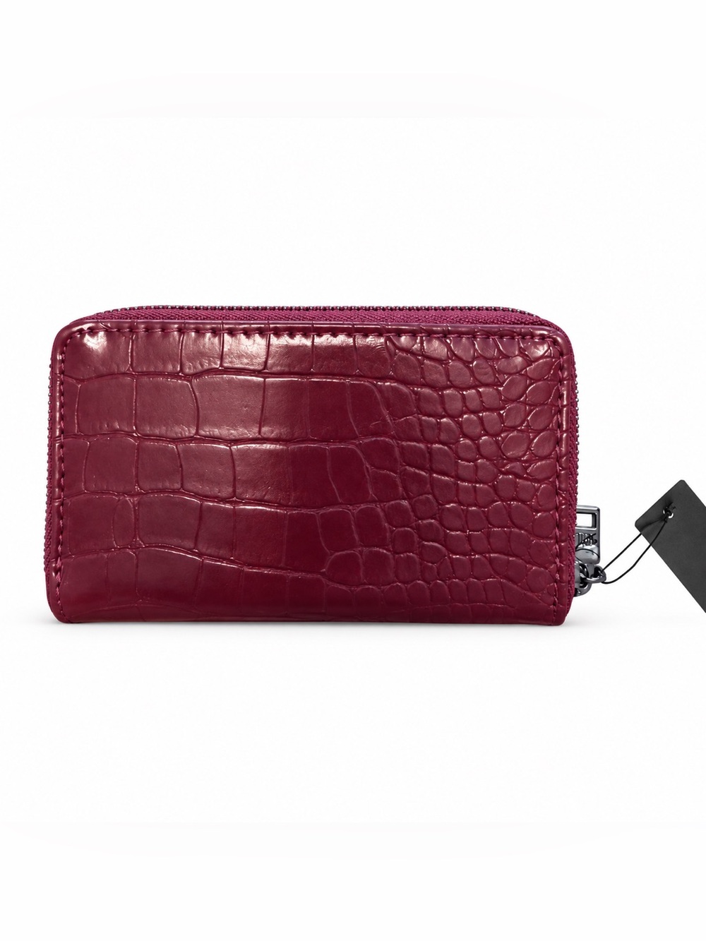 NWT Badgley Mischka Wine Croc Embossed Vegan Leather Zip Wallet - Picture 2 of 3